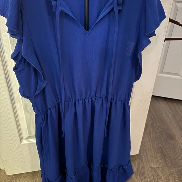 Royal Blue Ruffled Dress - Picture 7 of 7